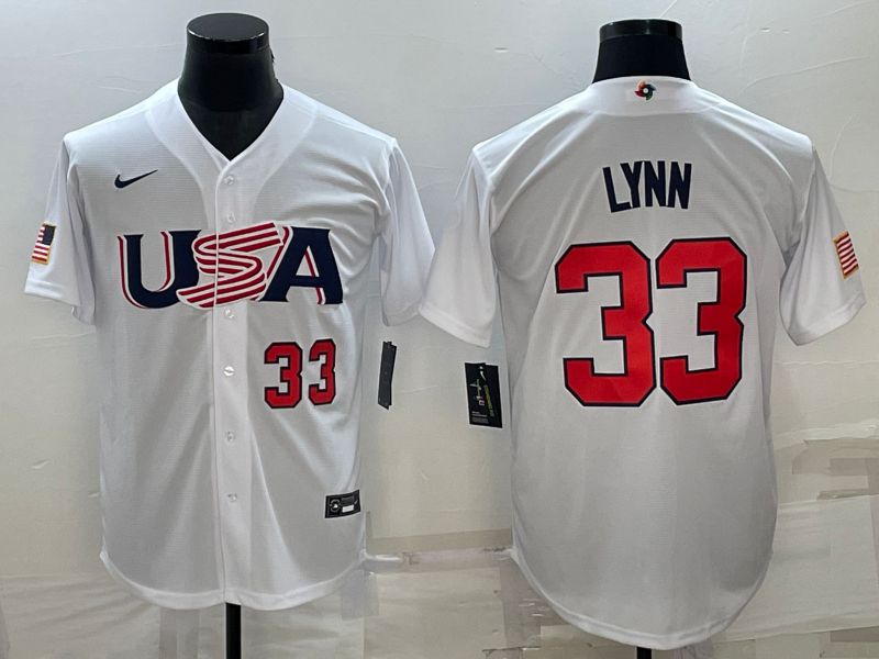 Men 2023 World Cub USA 33 Lynn White Nike MLB Jersey4